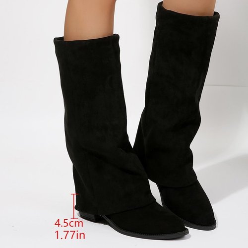Foreign Trade Rough-Leg Denim Boots 2025 New Autumn/Winter Cross-Border Large Size Middle Calf Pants Boots Knight Long Boots