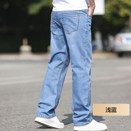 JEANS Men's Spring and Autumn Loose Straight Leg Casual Long Pants Trend Brand Washed Light Color Men's Pants