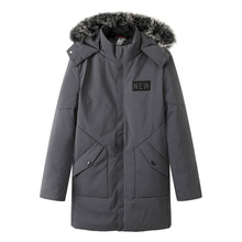 品牌剪标男士冬季可脱卸连帽狐狸毛休闲保暖中长款羽绒服Y4B81222