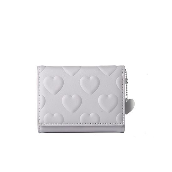 Amor corto bolso de cambio de mujer versión coreana lindo pequeño fresco plegable mini nicho bolso de tarjetas de estudiantes marea color sólido