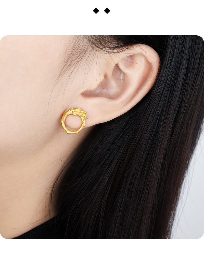 1 Pair Simple Style Classic Style Solid Color Plating Sterling Silver Gold Plated Earrings display picture 3