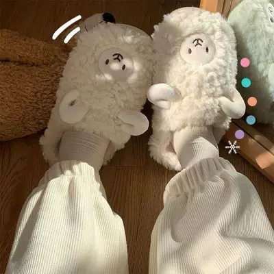 棉拖鞋女男情侣可爱卡通少女心小绵羊拖冬季室内居家软底毛绒棉拖