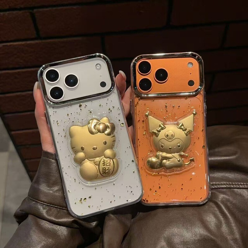 New Model Suitable for Oppo A5 Sequin Gold Foil Glue Reno14 Mobile Phone Case Lucky Kt Transparent Real Me V60 Soft Case
