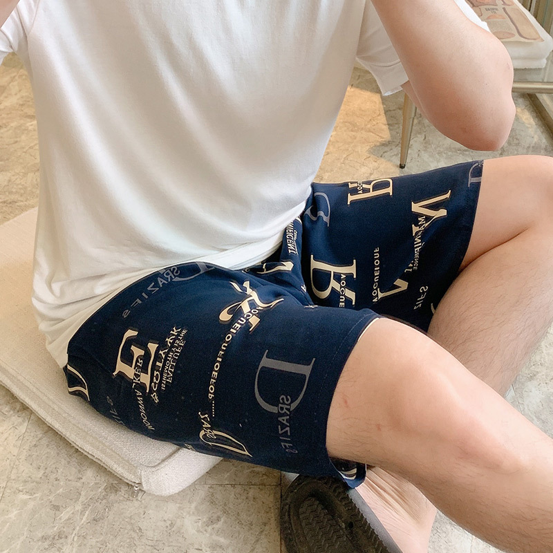 남자 반바지-네이비 하단 편지 AR