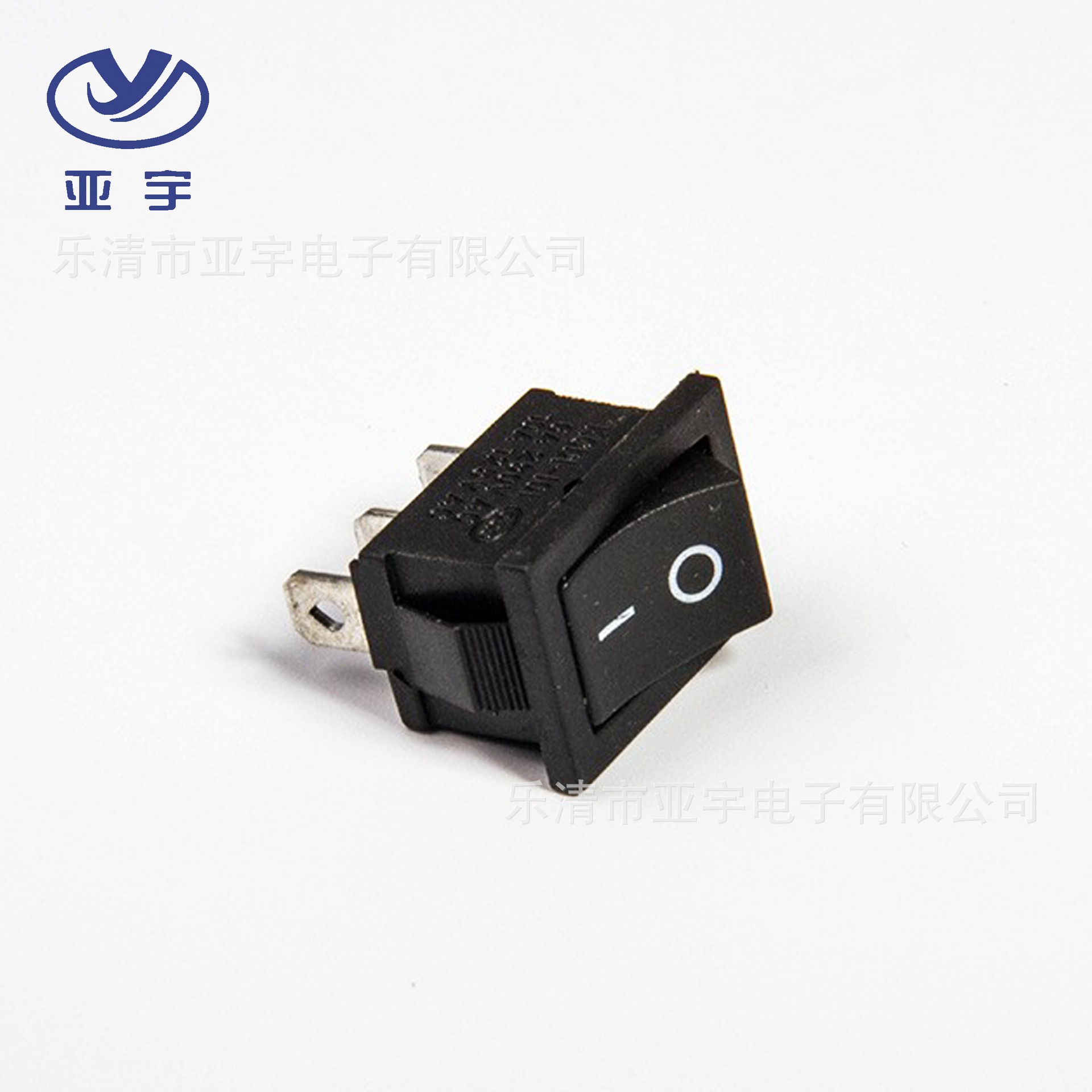 KCD1-102船型开关 全黑防水阻燃两档 小型翘形提示铜脚三脚开关