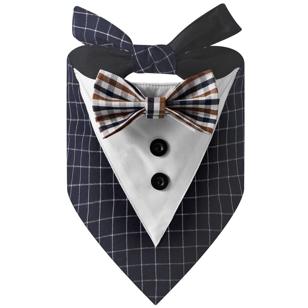 Transfronterizo nuevo traje de mascota a cuadros triángulo toalla guapo mascota saliva toalla mascota boda triángulo toalla perro bufanda