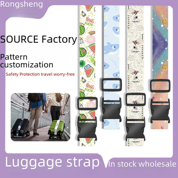 Cross-border travel trolley case packing rope luggage strap cartoon polyester one-word luggage strap buckle ethnic style