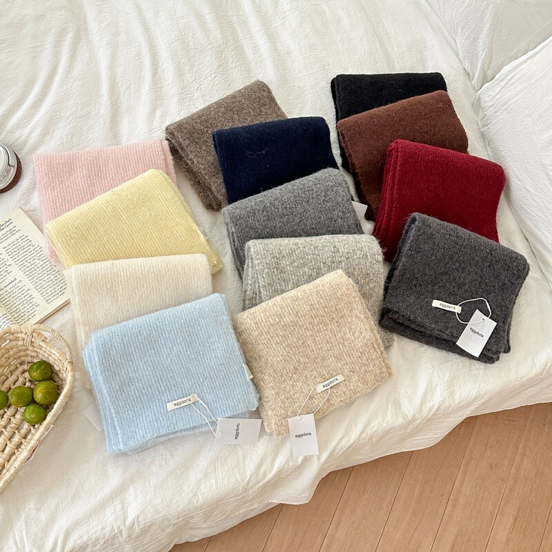 Contains 12 Wools ~ Value-For-Money Winter Warm, Soft, Lazy and Versatile Pure Color Thickeneded Warm Scarf for Men and Women