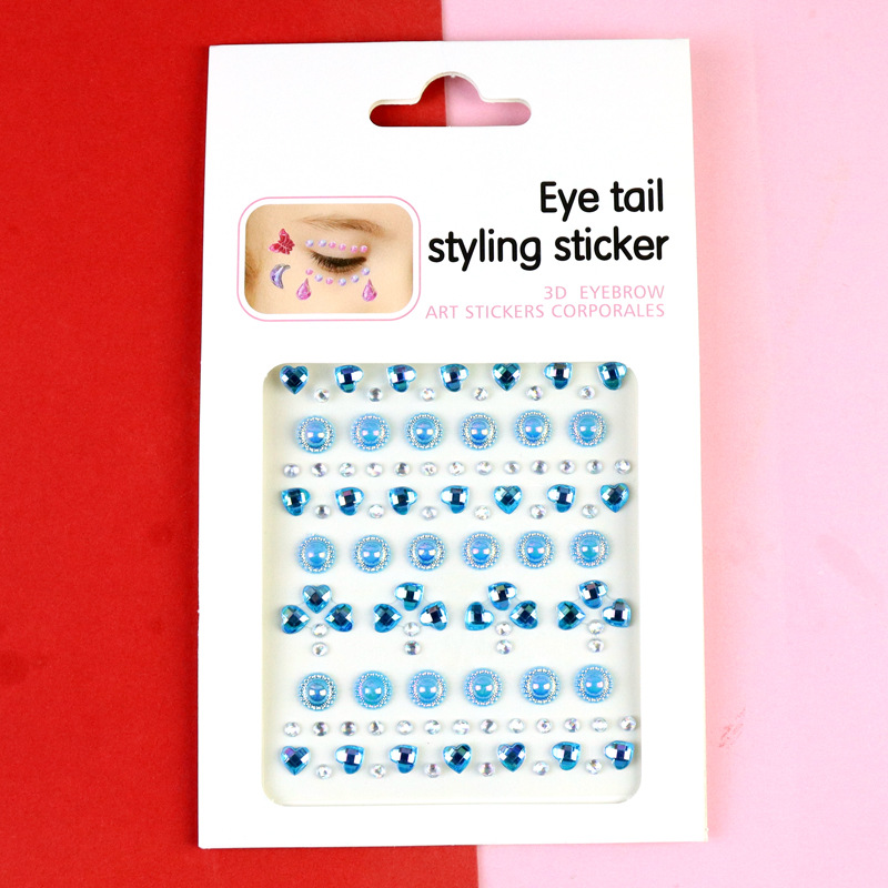 Transfronterizo AB diamantes coloridos joyas de maquillaje de ojos maquillaje facial pegatinas de diamante para niños espectáculo de escenario pegatinas faciales pegatinas de cristal perlas
