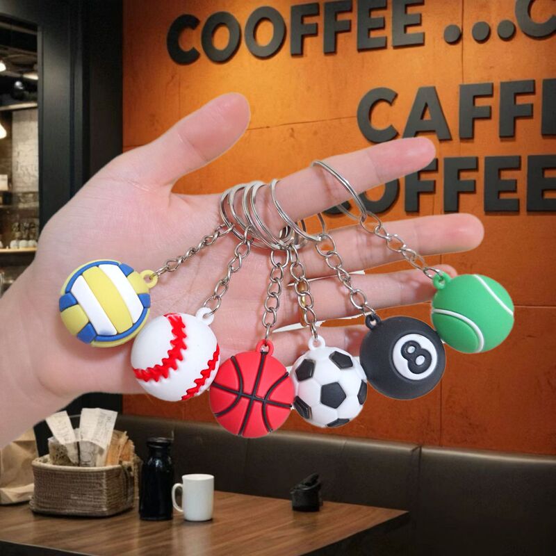 Cross-Border Creative Key Chain Pvc Football Baseball Basketball Volleyball Beach Ball Rugby Key Chain Small Gift Cross-Border Creative Key Chain Pvc Football Baseball Basketball Volleyball Beach Ball Rugby Key Chain Small Gift