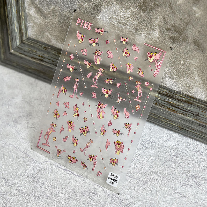 Pegatinas de uñas de estilo japonés en relieve Daisy dibujos animados tridimensional Pooh oso graffiti chica dinosaurio fresco uñas pegatinas