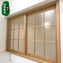 日式木窗木窗花格框架推拉玻璃日式咖啡店室内隔断窗户木质折叠窗
