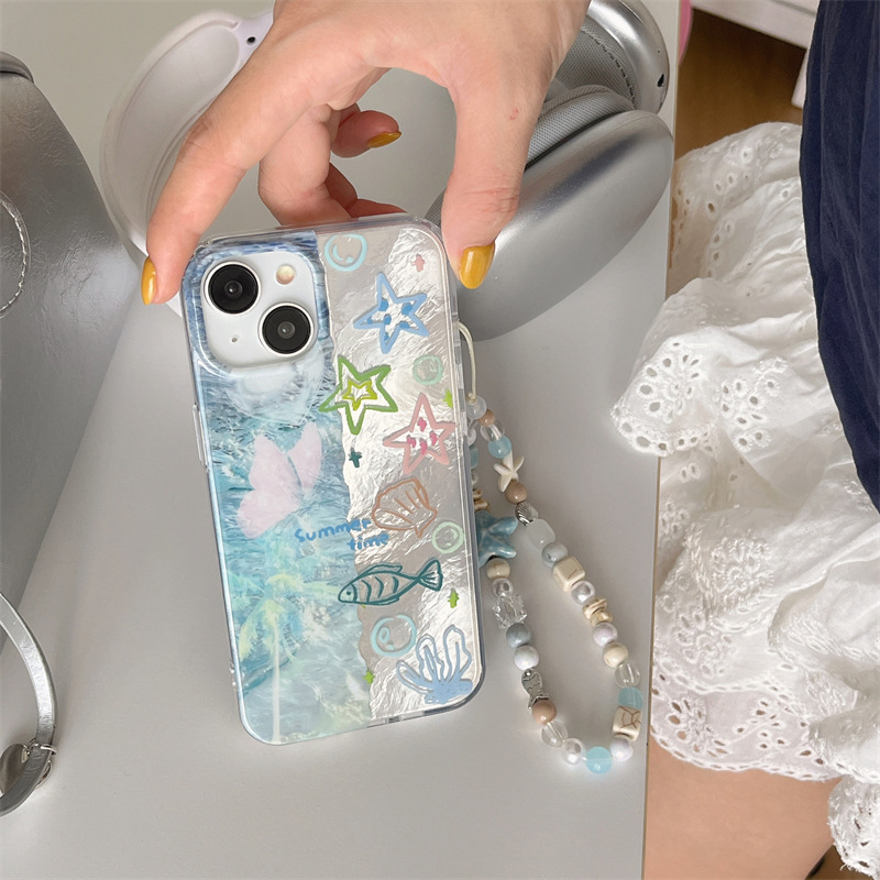 Creative Animal Ocean Apple 15promax hilo de plumas Apple 14pro/13/12 Funda para teléfono móvil IP15/14