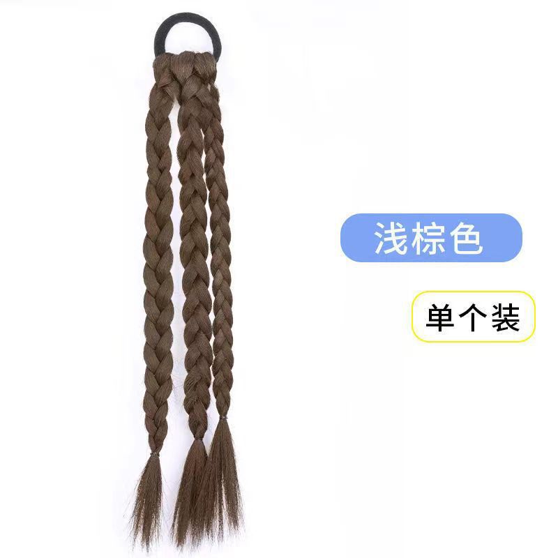 Personalidad de la chica alta peluca de cola de caballo trenzas dulces y frescas trenzas de boxeo de doble cola de caballo simulación de correa de hueso de pescado trenzas sucias