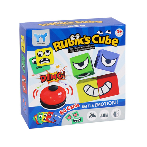 Face Changing Rubik's Cube Fun Building Blocks Expression Smiley Face Puzzle Double PK Children's Focus Thinking Training Educational Toy