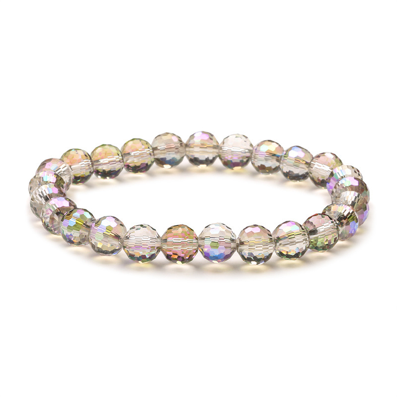 Estilo coreano Super brillante colorido cristal 96 granos de la tierra de superficie 8MM superficie de corte de cristal multicolor pulsera de cuentas pulsera