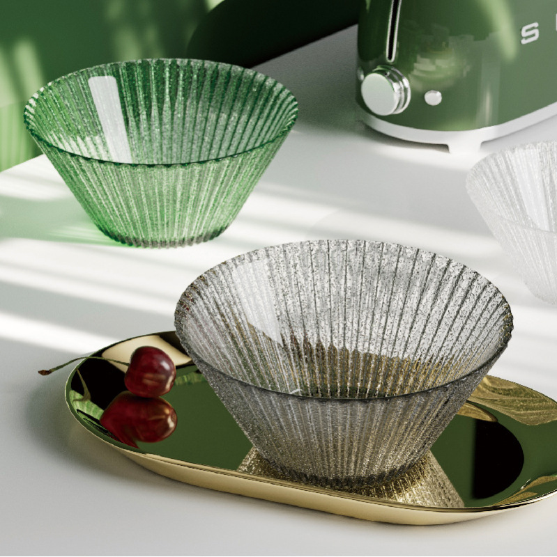 Japanese-style Heat Resistant Transparent Glass Bowl with High Color Value Internet Popular ins Fruit Plate Household Glass Salad Bowl Instant Noodle Bowl Japanese-style Heat Resistant Transparent Glass Bowl with High Color Value Internet Popular ins Fruit Plate Household Glass Salad Bowl Instant Noodle Bowl