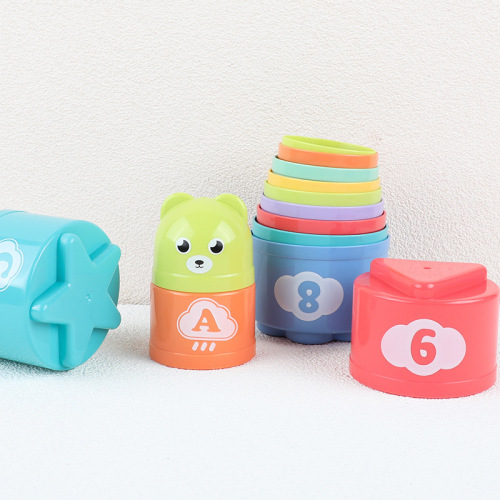 Floor stall rainbow tower baby intelligence early education infant toy children's ring toss cup stack stack fun