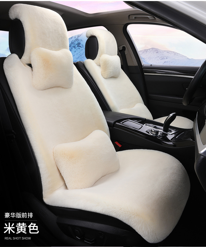 Cross-border 2026 new winter rabbit fur plush seat cushion with lumbar support, thickened car seat pad, car interior seat cushion, non-slip