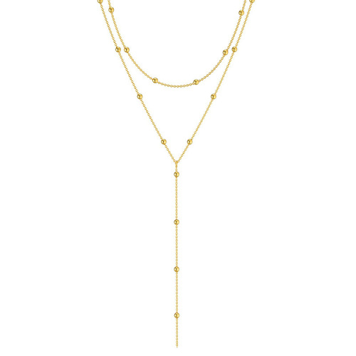European and American cross-border fashion simple geometric tassel ball bead clavicle necklace multi-layer temperament necklace creative long necklace