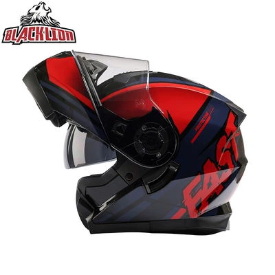 Motorcycle Helmet Flip-Up Visor | Motosiklet kaskı (dəbilqə) - red-fast-transparent-mirror-m57-58