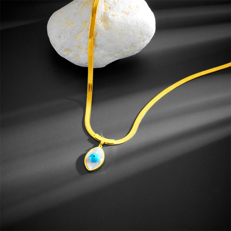 Fashion Eye Titanium Steel Plating Inlay Shell Pendant Necklace 1 Piece