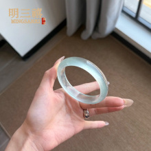 石英岩玉油青翡翠平替手镯白月光冰种飘花正圈独龙玉玉石手镯