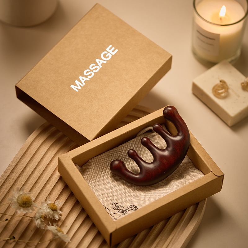 Golden Sandalwood Head Massage Comb Gift Box Set Mother's Day Health Massage Gift Promotion Small Gift