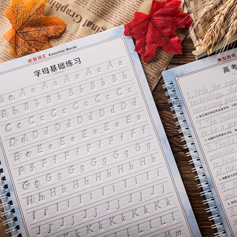 Hengshui English copybook pen Pluma dura para niños estudiante examen de ingreso a la universidad práctica de caligrafía pintura inglesa práctica de cuaderno de surco rojo