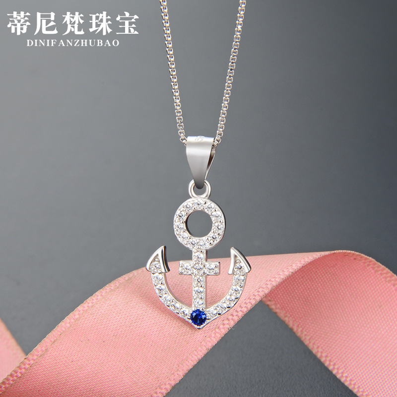Diseño creativo simple accesorios clavícula cadena estilo japonés y coreano s925 plata ZIRCON moda colgante collar simétrico para las mujeres