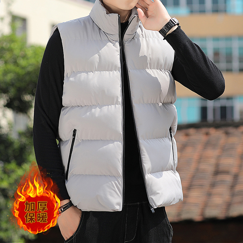 Chaleco para hombre transfronterizo para otoño e invierno, chaleco sin mangas grueso con cuello alto, chaqueta cortavientos para hombre, chaleco cálido de algodón, gilet. image 4