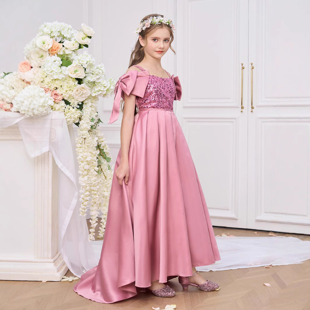 2025 vestido de verano para niños, vestido de princesa, vestido de fiesta de niña de flores de tela forjada, vestido de lavado de un año de bebé, vestido de noche