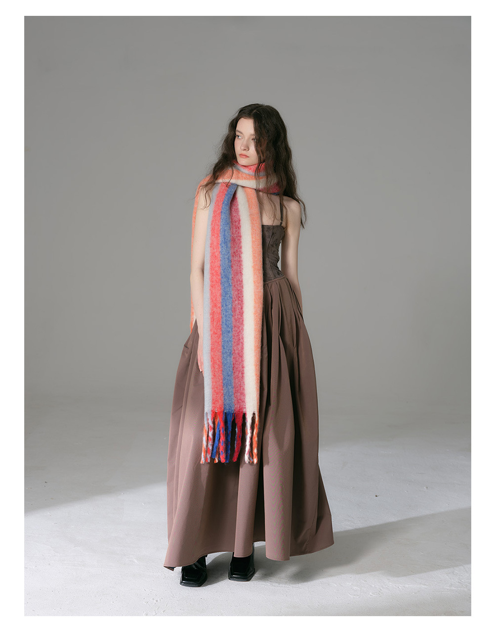 Regenbogen-schal Mit Streifen Aus Kunstkaschmir Für Damen_voghion.com