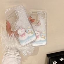 卡通流沙kt猫雪人适用iPhone16promax手机壳苹果15/14/13女12透明