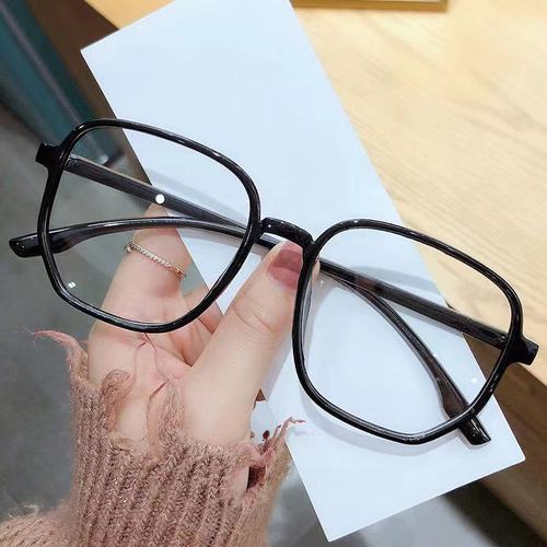 New internet celebrity polygonal glasses frame women's trendy large frame anti-blue light flat glasses same style myopia finished product