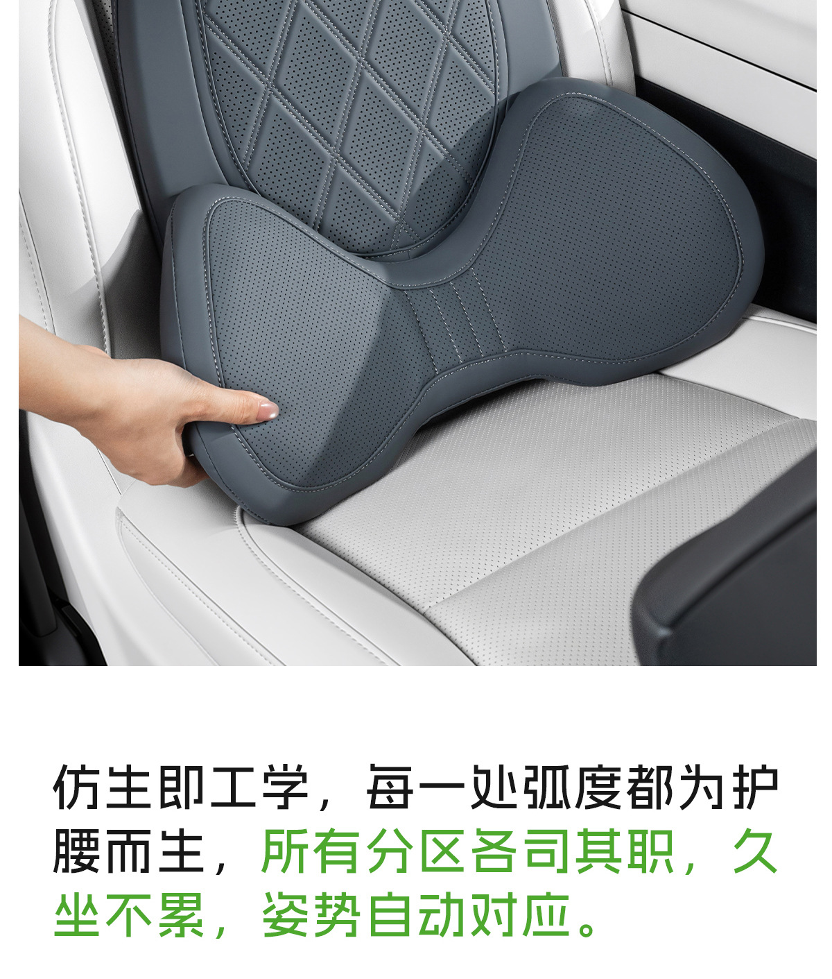 Cross-border new car lumbar support, made of perforated Nappa leather for breathability, with a removable hip pad, designed for long periods of sitting and providing back support