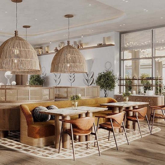 Café de madera mesa y silla de café de madera maciza tejida de vidano y arena de desarrollo de muebles de mesa y silla de restaurante hotel