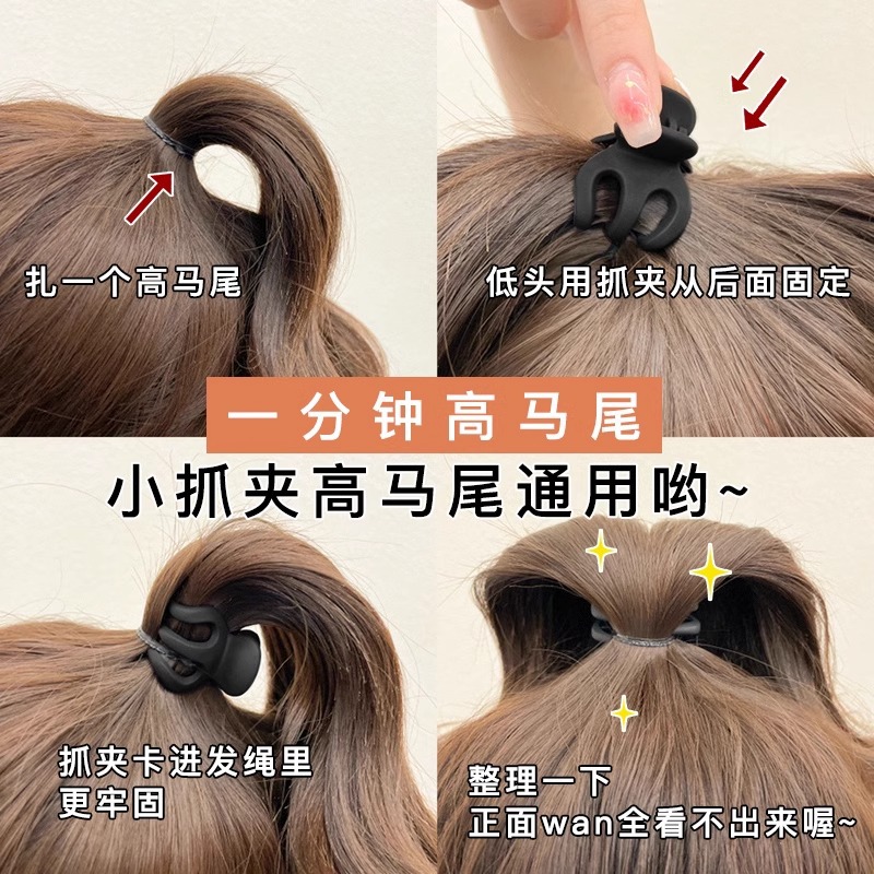 Clip de calabaza cabeza de princesa alta cola de caballo clip de garra fijo cráneo superior artefacto horquilla hembra cabeza trasera clip tocado cabeza de bola
