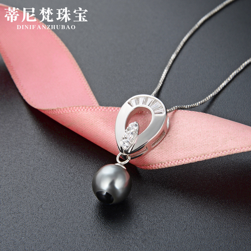 Fresco popular ZIRCON colgante estilo japonés y coreano s925 Plata Perla clavícula cadena rebordear collar en forma de gota para las mujeres