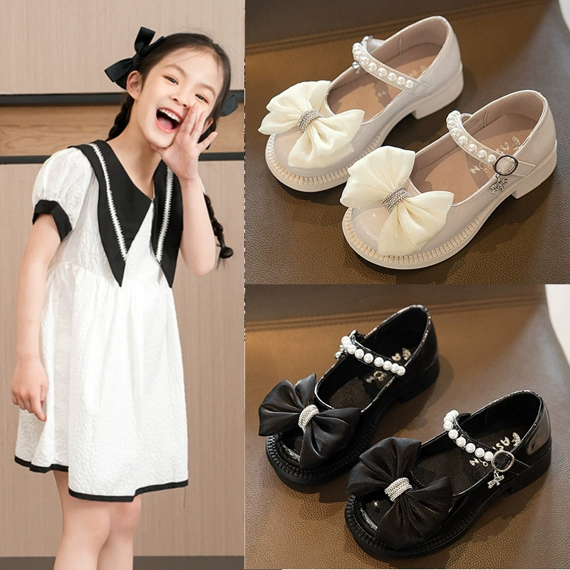 Детские туфли для девочек, кожаные туфли в стиле принцессы, новинка лета 2025, мягкая подошва, стильный британский дизайн, детские туфли для малышей.