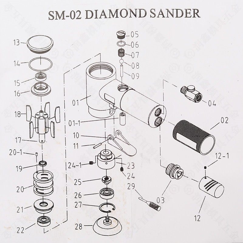 Jikosan Straight Core Pneumatic Grinder Polishing Machine Car Waxing Small Grinder Straight Core Woodworking 3inch Tools