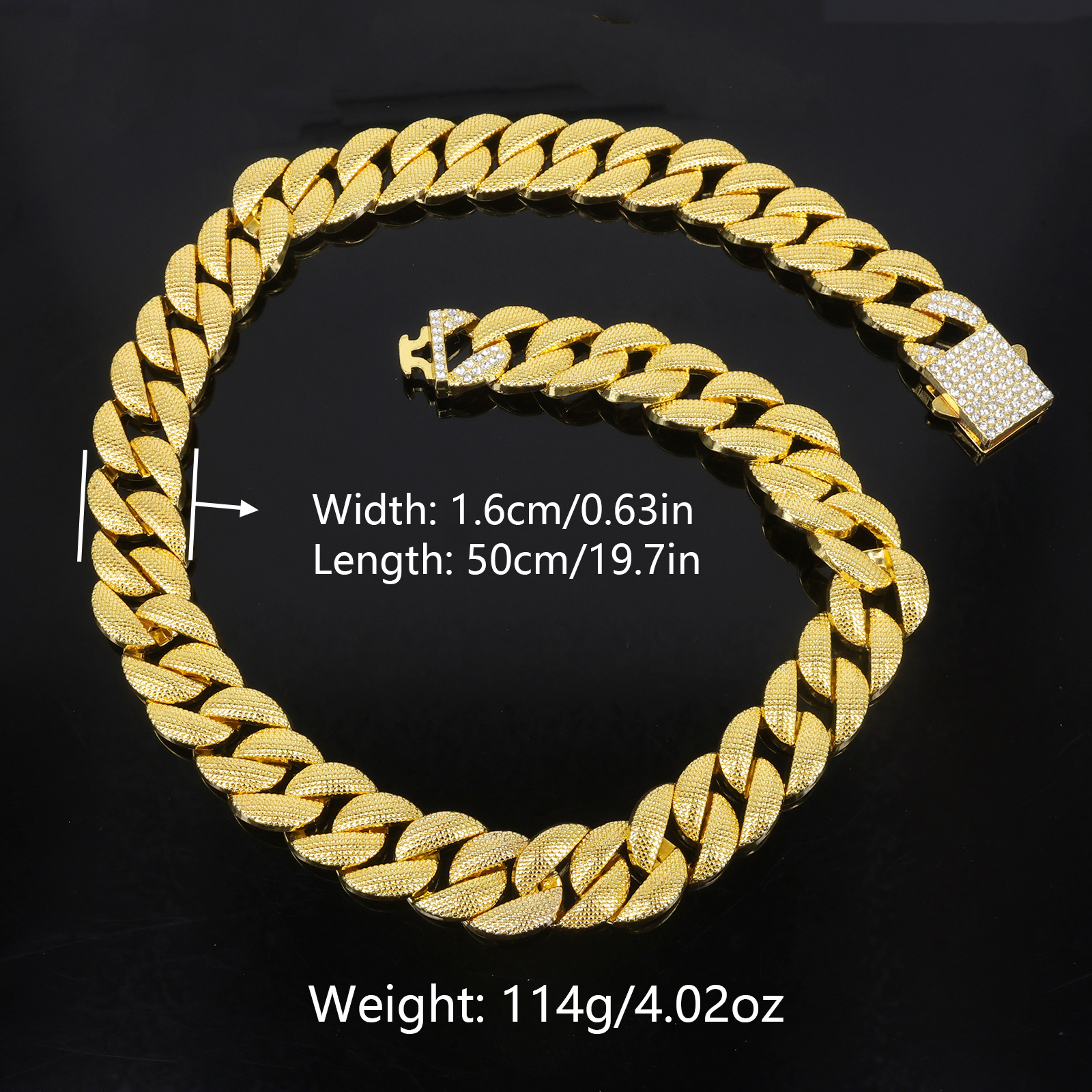 Diamond Encrusted Hip Hop Necklace With Matte Spring Clasp_voghion.com