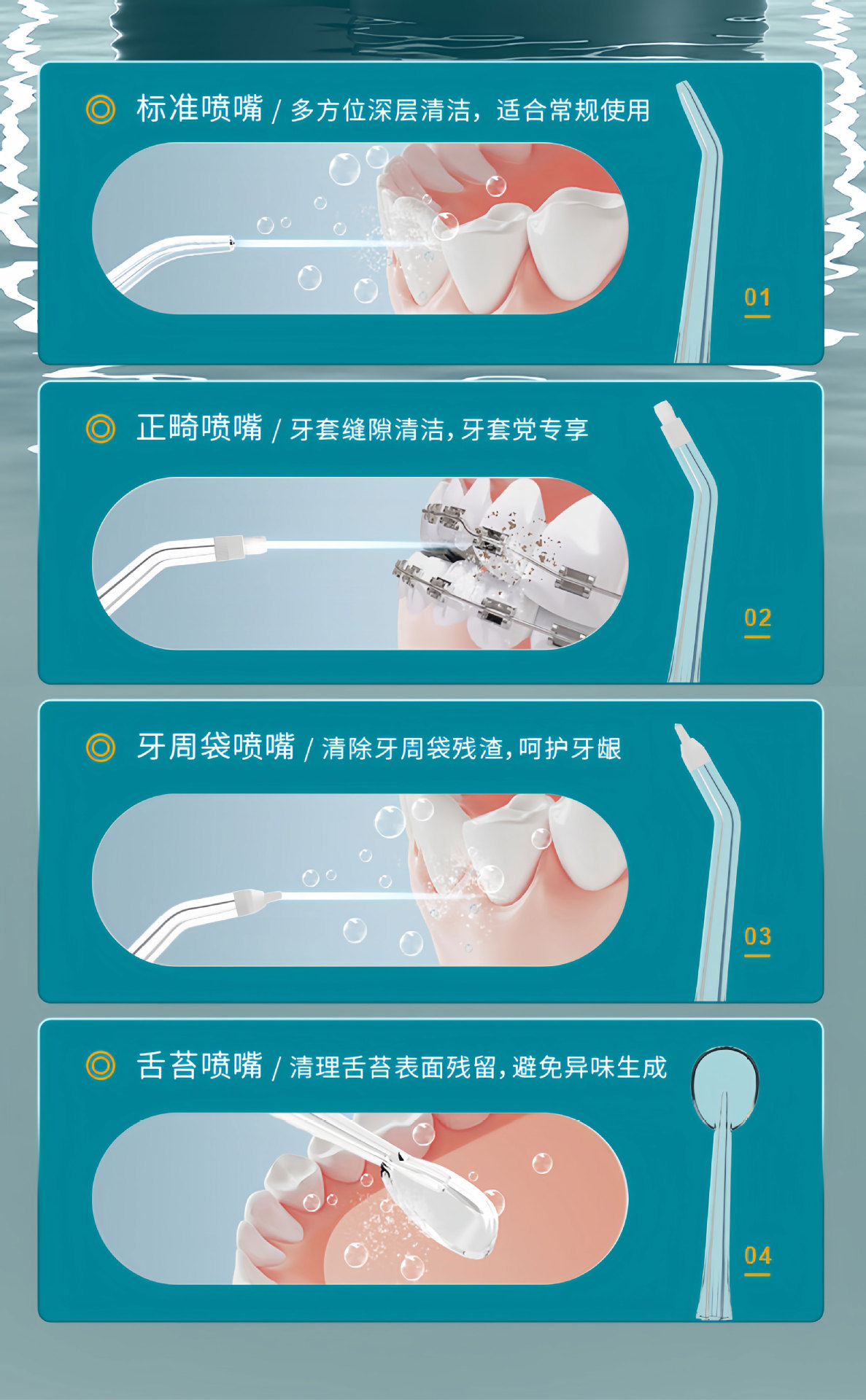 跨境亚马逊便携式数显屏电动冲牙器清洁口腔护理水牙线活塞泵喷头