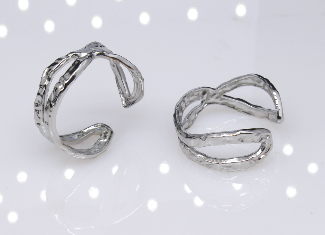 Daily Occasion Titanium Steel Material Retro Geometric Eye Solid Color Titanium Steel Plating Rings 1 Piece