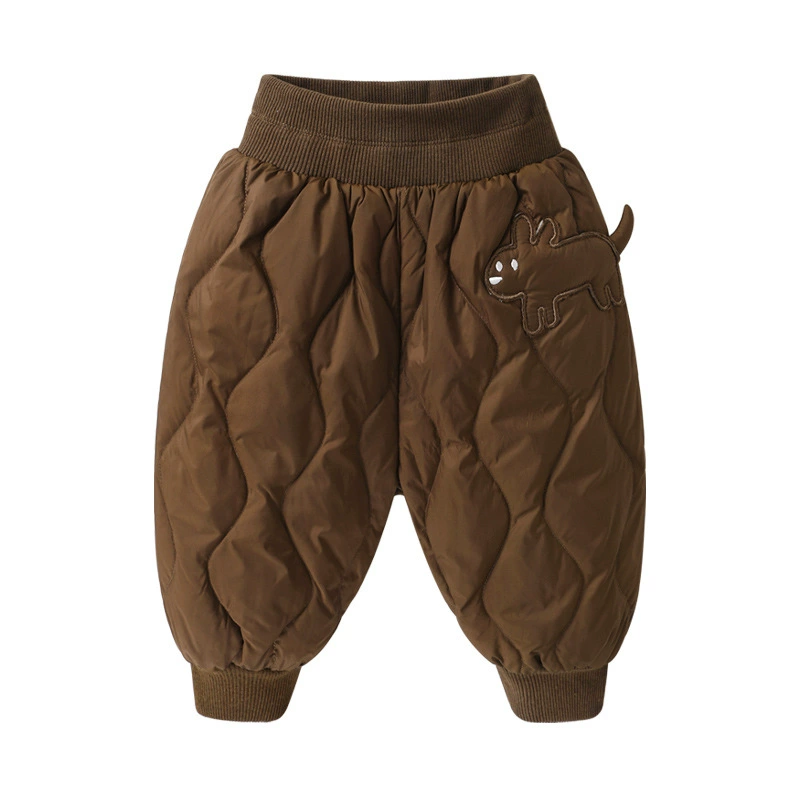 CUTEPANDA'S Children's Down Trousers Set with Velvet Lining, Autumn Warmth for Boys, Duck Down