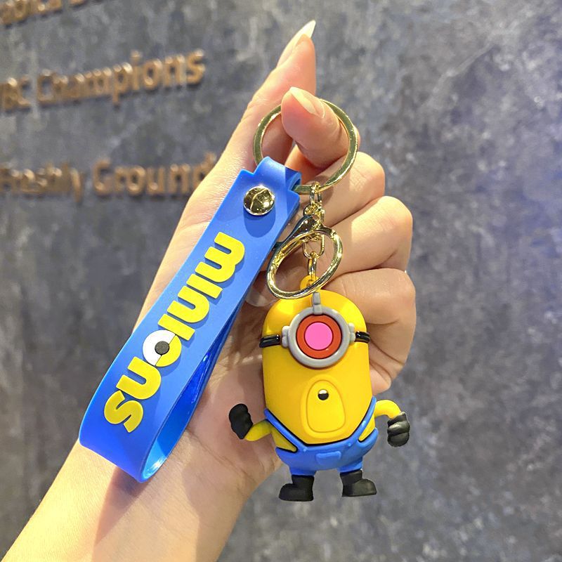 New Trendy Creative Minion Keychain Pendant Cute Silicone Doll Small Backpack Car Keychain