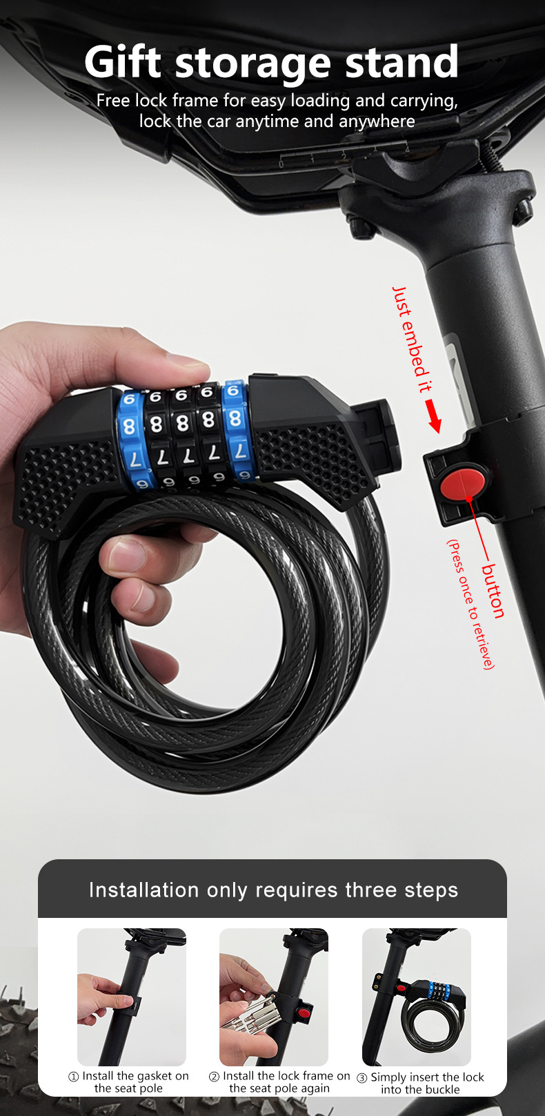 Five-digit Combination Bicycle Lock For Mountain And Road Bikes_voghion.com