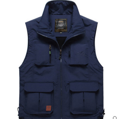 Multi-pocket men's vest spring and autumn thin middle-aged outdoor photography fishing large size vest 7838