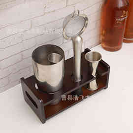 现货竹木质调酒架酒吧调酒器收纳架调酒架酒具置物架简约竹木支架