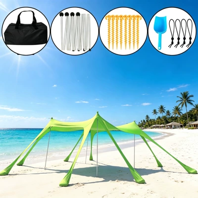 Cross-Border Exclusive Supply — Avtomobil yan çətirləri - 8-foot-green-with-4-aluminum-poles-300300200cm-lycra-canopy-tent
